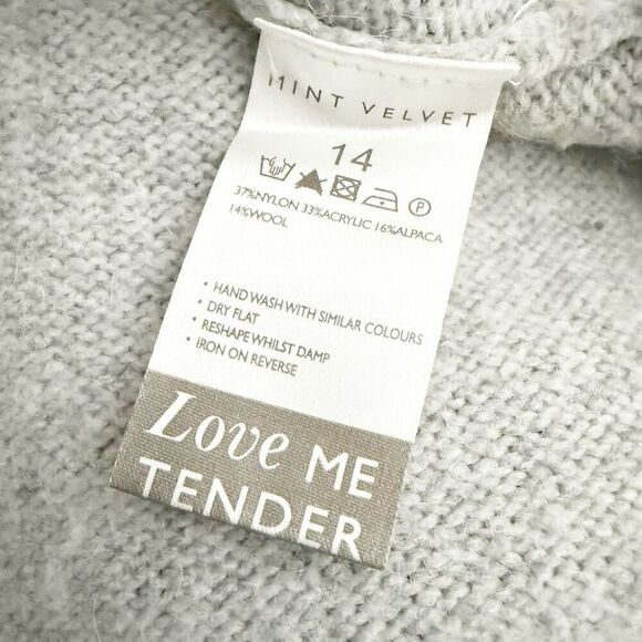 MINT VELVET | Alpaca Blend Gray Jumper Off White Damask Medallion | Size 14 - Picture 8 of 9